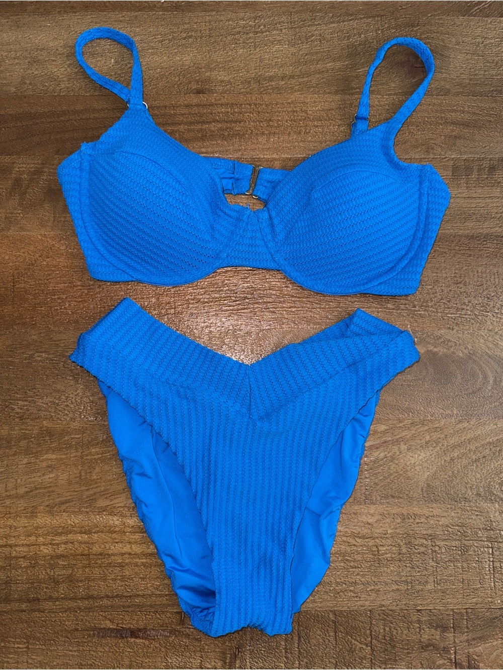BECCA Electric Blue Textured Bikini Set